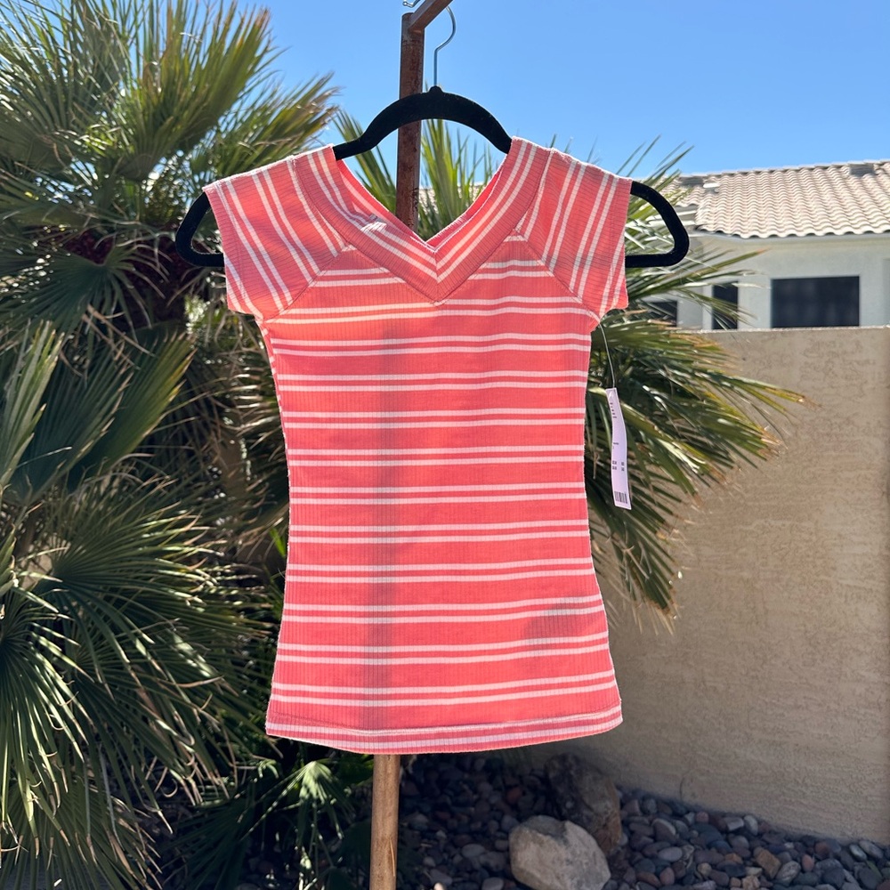 🩷 Urban Outfitters BDG Striped Pink Ribbed Top S 🩷